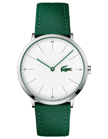 Lacoste Mens Ultra Slim Moon Casual Watch - Stainless Steel - Green Nylon Band - 2010913