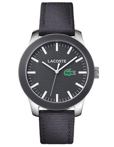 Lacoste 12.12 Sport Watch - Gray Ion Plated Stainless Steel - Gray Woven Strap - 2010919