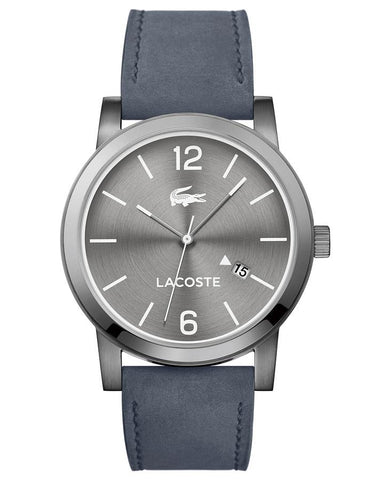 Lacoste Mens Metro Watch - Stainless Steel - Date - Gray Suede Leather Strap - 2010926