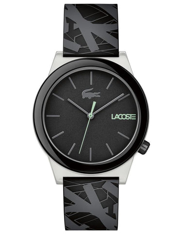 Lacoste Mens Motion Watch - TR90 Case - Black Dial -Black Printed Silicone Strap - 2010937