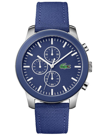 Lacoste 12.12 Mens Chronograph - Stainless - Blue Dial - Blue Fabric & Leather - 2010945