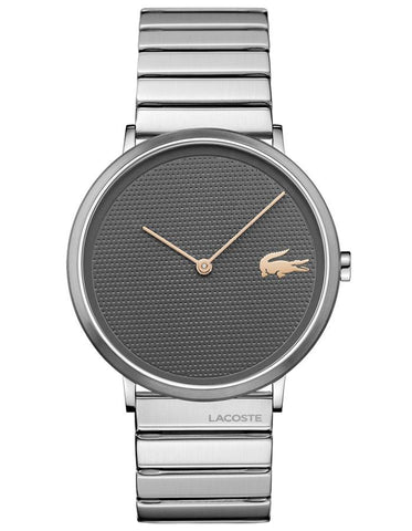 Lacoste Mens Moon Watch - Stainless Steel - Gray Dial -Stainless Steel Bracelet - 2010954