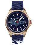 Lacoste Mens Capbreton Watch - Rose Gold-tone - Blue Dial - Blue Silicone Strap - 2010964