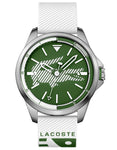 Lacoste Mens Capbreton Watch -Stainless Steel - Green Dial -White Silicone Strap - 2010965