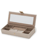 WOLF Palermo Safe Deposit Jewelry Box - Smooth Pewter Leather - LusterLoc - 2135-78