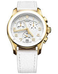 Swiss Army Ladies Gold-Tone Chrono Classic - White Enamel Dial - Leather Strap - 241511