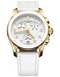 Swiss Army Ladies Gold-Tone Chrono Classic - White Enamel Dial - Leather Strap - 241511