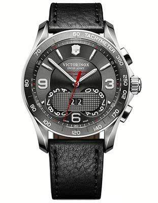 Victorinox Swiss Army Mens Chrono Classic 1/100th - Dark Grey Dial - Leather - 241616