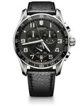 Victorinox Swiss Army Mens Chrono XLS - Black Dial - Black Leather -  Steel - 241651