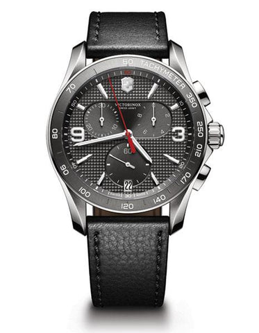 Victorinox Swiss Army Mens Chrono Classic - Black Leather Strap - Gray Dial - 241657_b242021f-7196-40f7-b749-9fdee90d61b8