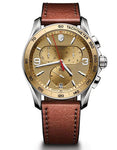 Victorinox Swiss Army Mens Chrono Classic - Brown Leather Strap - Gold-Tone Dial - 241659