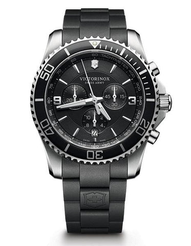 Swiss Army Mens Maverick Chronograph - Black Dial - Steel Case - Rubber Strap - 241696