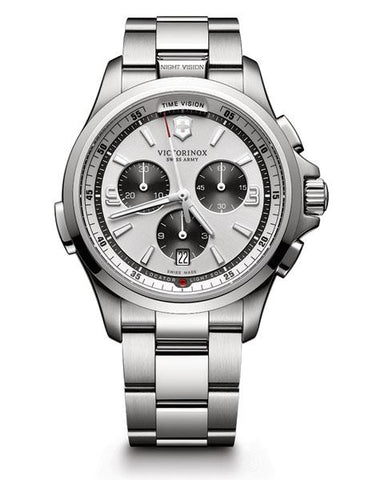 Victorinox Swiss Army Mens Night Vision Chronograph - Bracelet - LED Flashlight - 241728