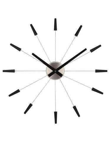 Nextime Plug Inn Black Wall Clock - Stainless Steel - Assembly Required - 2610ZW