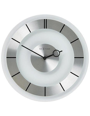 Nextime Retro Wall Clock - Glass - Silver-Tone Accents - Black Hands and Markers - 2790