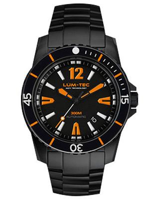 Lum-Tec Mens 300M XL Automatic Dive Watch - 45mm Case - Black with Orange Accent - 300M-3XL_25a9c1a6-d8e6-4e2c-881b-6e095d3a5dcc