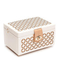 WOLF Chloé Small Jewelry Box - White Patterned Leather - Mirror - LusterLoc - 3011-53