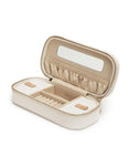 WOLF Chloé Zip Jewelry Case - White Patterned Leather - LusterLoc - 3012-53A