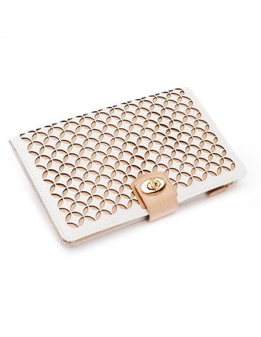 WOLF Chloé Jewelry Portfolio - White Patterned Leather - LusterLoc - 3013-53