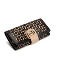 WOLF Chloé Jewelry Roll - Black Patterned Leather - LusterLoc - 3014-02