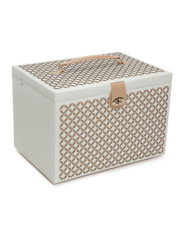 WOLF Chloé Extra Large Jewelry Box - White - Leather - Travel Case - Mirror - 3016-53