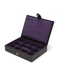 WOLF Blake Cufflink Box - Black Pebble Leather & Purple - 11 Compartments - 3053-28A_aacdd784-e208-491c-a59e-47f39b4a8d6a