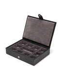 WOLF Blake Cufflink Box - Black Lizard Leather - 11 Compartments - 3053-58A_22387a6e-9e10-49ad-864b-c909e4d72987