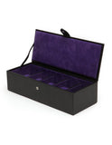 WOLF Black 5 Piece Watch Box - Genuine Black Pebble Leather & Purple Lining - 3055-28A_c727ccbb-85c5-4b0a-9eaf-1e484c9d73e6