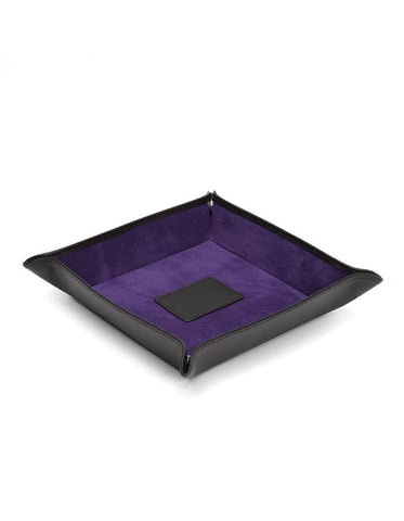 WOLF Blake Snap Coin Tray - Genuine Black Pebble Lizard with Purple Lining - 3057-28_6239dc26-9377-44a0-a753-fa5d3515b4d7