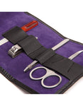 WOLF Blake Travel Manicure Set - Genuine Black Pebble Leather with Purple Lining - 3058-28B_3087c4ba-f8dd-4bb7-bd40-c4de2746e9ab