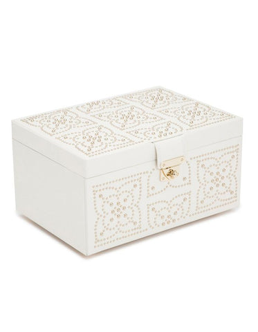 WOLF Marrakesh Medium Jewelry Box - Cream - LusterLoc Lining - Gold Accents - 3081-53