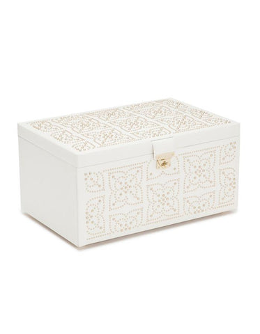 WOLF Marrakesh Large Jewelry Box - Cream - LusterLoc Lining - Gold Accents - 3082-53