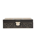 WOLF Marrakesh Flat Jewelry Box - Black - LusterLoc Lining - Gold Accents - 3083-02A