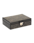 WOLF Marrakesh Flat Jewelry Box - Black - LusterLoc Lining - Gold Accents - 3083-02