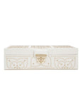 WOLF Marrakesh Flat Jewelry Box - Cream - LusterLoc Lining - Gold Accents - 3083-53A