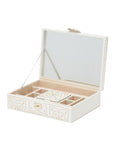 WOLF Marrakesh Flat Jewelry Box - Cream - LusterLoc Lining - Gold Accents - 3083-53B