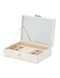 WOLF Marrakesh Flat Jewelry Box - Cream - LusterLoc Lining - Gold Accents - 3083-53B