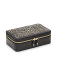 WOLF Marrakesh Zipper Jewelry Case - Black - LusterLoc Lining - Gold Accents - 3086-02