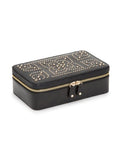 WOLF Marrakesh Zipper Jewelry Case - Black - LusterLoc Lining - Gold Accents - 3086-02