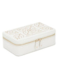 WOLF Marrakesh Zipper Jewelry Case - Cream - LusterLoc Lining - Gold Accents - 3086-53