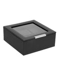 Wolf Stackable 6 Piece Watch Tray with Glass Lid - Black Pebble Case - 3096-03