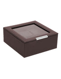 Wolf Stackable 6 Piece Watch Tray with Glass Lid - Brown Pebble Case - 3096-06