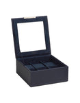 Wolf Stackable 6 Piece Watch Tray with Glass Lid - Navy Pebble Case - 3096-17A