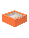 Wolf Stackable 6 Piece Watch Tray with Glass Lid - Orange Saffiano Case - 3096-39