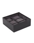 WOLF 6 Piece Stackable Watch Tray - Black Pebble Case - Black Suede Lining - 3097-03