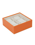 WOLF 6 Piece Stackable Watch Tray - Orange Saffiano - Suede Inner Lining - 3097-39