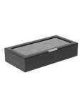 Wolf Stackable 12 Piece Watch Tray with Lid - Black Pebble - Suede Lining - 3098-03