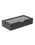 Wolf Stackable 12 Piece Watch Tray with Lid - Black Pebble - Suede Lining - 3098-03