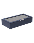 Wolf Stackable 12 Piece Watch Tray with Lid - Navy Pebble - Suede Lining - 3098-17