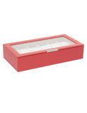 Wolf Stackable 12 Piece Watch Tray with Lid - Coral Saffiano - Suede Lining - 3098-42